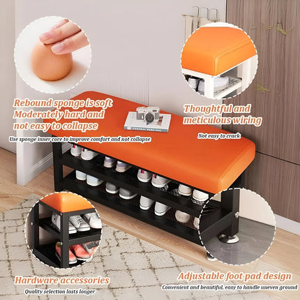 Shoe Changing Bench with Shoe Storage Rack Sturdy Space Saving for Entryway Home