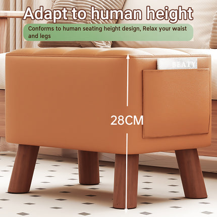 Sofa Stool Shoe Changing Bench 28 x 28 x 40cm with Side Pocket for Living Room