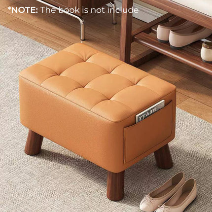 Sofa Stool Shoe Changing Bench 28 x 28 x 40cm with Side Pocket for Living Room