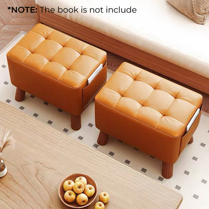 Sofa Stool Shoe Changing Bench 28 x 28 x 40cm with Side Pocket for Living Room