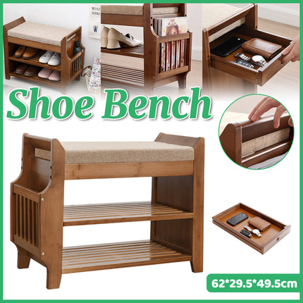 Sitting Shoe Cabinet Shoe Changing Bench Sturdy Bamboo Material Space Saving