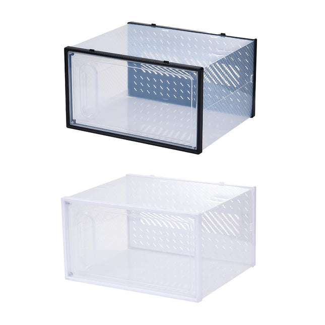 12 Clear Shoe Storage Boxes Stackable Dustproof with Secure Suction Door