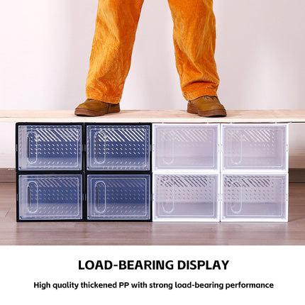 12 Clear Shoe Storage Boxes Stackable Dustproof with Secure Suction Door
