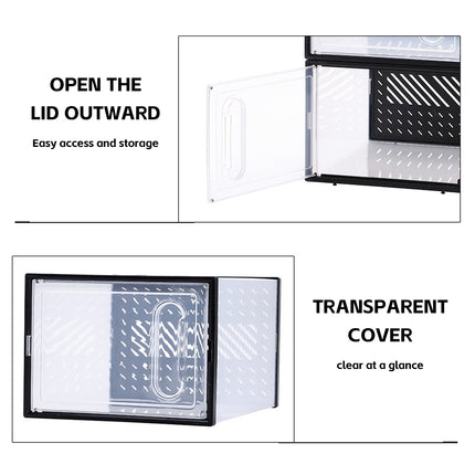 12 Clear Shoe Storage Boxes Stackable Dustproof with Secure Suction Door