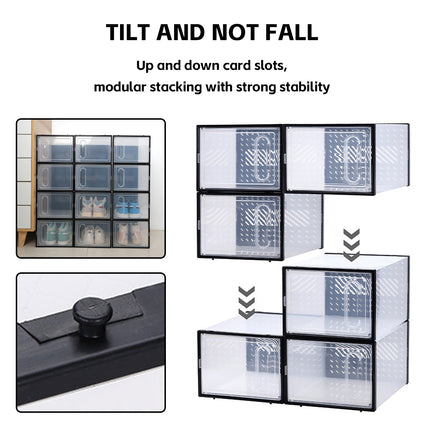 12 Clear Shoe Storage Boxes Stackable Dustproof with Secure Suction Door