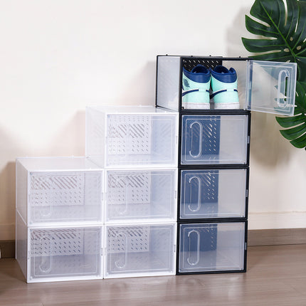 12 Clear Shoe Storage Boxes Stackable Dustproof with Secure Suction Door
