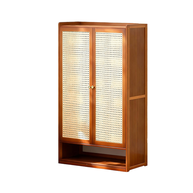 2 Door Dustproof Bamboo Shoe Cabinet Storage Organiser Durable for Home Enterway
