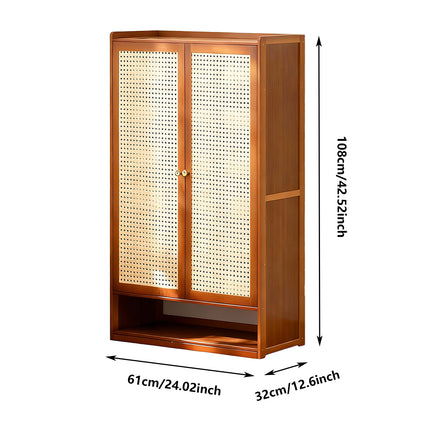 2 Door Dustproof Bamboo Shoe Cabinet Storage Organiser Durable for Home Enterway