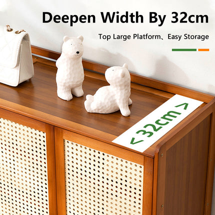 Home Entryway Bamboo Shoe Cabinet With Door Breathable Dustproof Space Saving