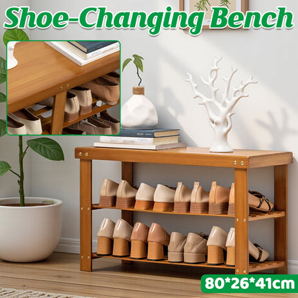 Shoe Changing Bench with Shoe Storage Rack Space Saving for Entryway Hallway