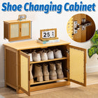 Shoe Changing Cabinet Bamboo Material Space Saving for Entryway Hallway Home Use