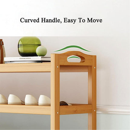 Bamboo Shoe Rack 8 Tiers Shelf with Curved Handle Large Capacity Durable Non Slip