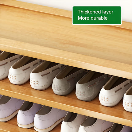 Bamboo Shoe Rack 8 Tiers Shelf with Curved Handle Large Capacity Durable Non Slip