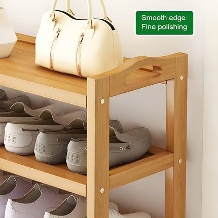 Bamboo Shoe Rack 8 Tiers Shelf with Curved Handle Large Capacity Durable Non Slip