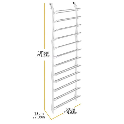 12-Tier Hanging Shoe Rack Over Door Wall Mounted Organiser Dorm Closet Storage