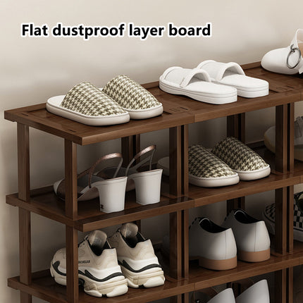 6 Tier Bamboo Shoe Rack Compact Sturdy Space Saving For Entryway Hallway Use