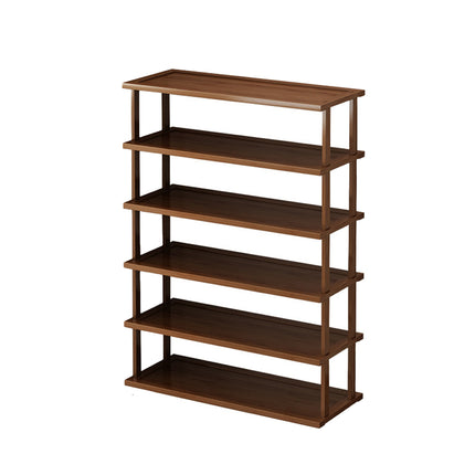6 Tier Bamboo Shoe Rack Compact Sturdy Space Saving For Entryway Hallway Use