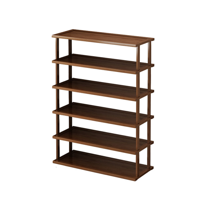 6 Tier Bamboo Shoe Rack Compact Sturdy Space Saving For Entryway Hallway Use