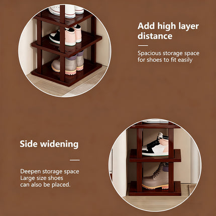 6 Tier Bamboo Shoe Rack Compact Sturdy Space Saving For Entryway Hallway Use