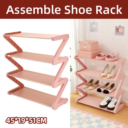 4 Tier Assemblyf Shoe Rack Durable PP Material for Entryway Hallway Space Saving