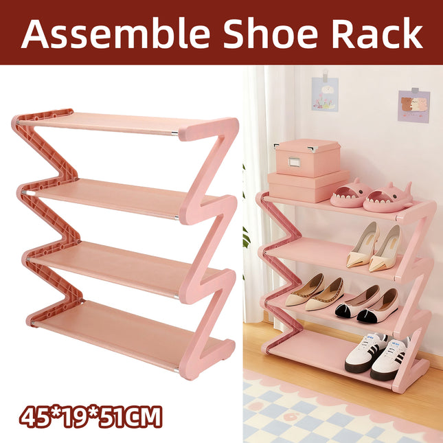 4 Tier Assemblyf Shoe Rack Durable PP Material for Entryway Hallway Space Saving