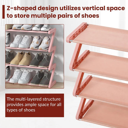 4 Tier Assemblyf Shoe Rack Durable PP Material for Entryway Hallway Space Saving