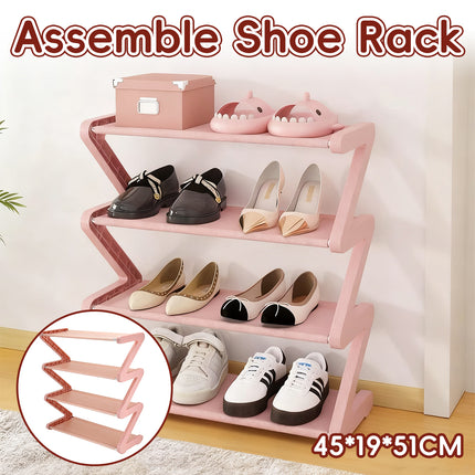 4 Tier Assemblyf Shoe Rack Durable PP Material for Entryway Hallway Space Saving