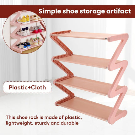 4 Tier Assemblyf Shoe Rack Durable PP Material for Entryway Hallway Space Saving