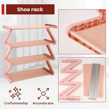 4 Tier Assemblyf Shoe Rack Durable PP Material for Entryway Hallway Space Saving