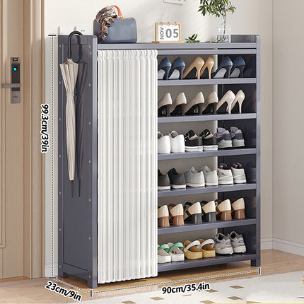 Entryway 7 Tier Large Capacity Shoe Rack With Dust Curtain Space Saving Durable