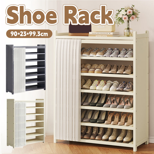 Entryway 7 Tier Large Capacity Shoe Rack With Dust Curtain Space Saving Durable