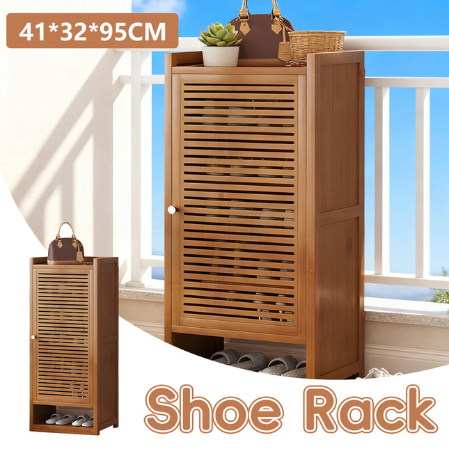Bamboo Shoe Rack Entryway Organizer Durable Sturdy Space Saving Dust-Proof