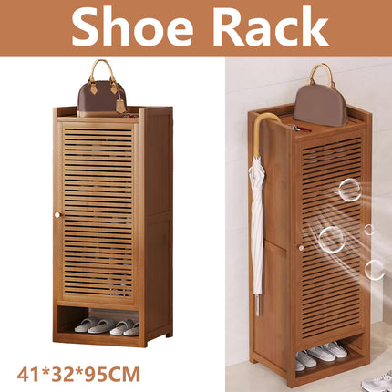 Bamboo Shoe Rack Entryway Organizer Durable Sturdy Space Saving Dust-Proof
