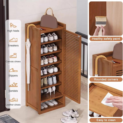Bamboo Shoe Rack Entryway Organizer Durable Sturdy Space Saving Dust-Proof