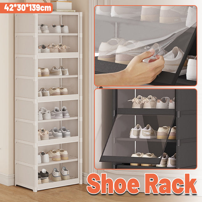 Multilayer Dustproof Shoe Rack with Clear Door Durable for Home Entryway Use