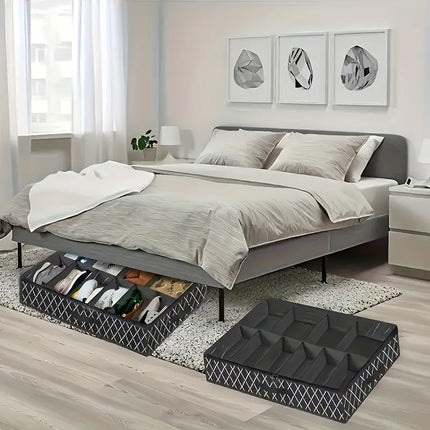 Foldable UnderBed Shoe Box Storage Organizer Dustproof Stackable Transparent Lid