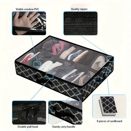 Foldable UnderBed Shoe Box Storage Organizer Dustproof Stackable Transparent Lid