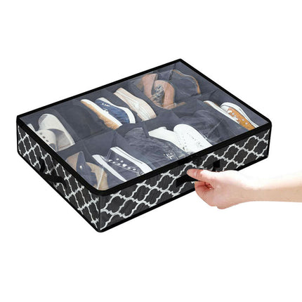 Foldable UnderBed Shoe Box Storage Organizer Dustproof Stackable Transparent Lid