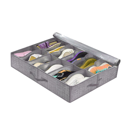 Foldable UnderBed Shoe Box Storage Organizer Dustproof Stackable Transparent Lid
