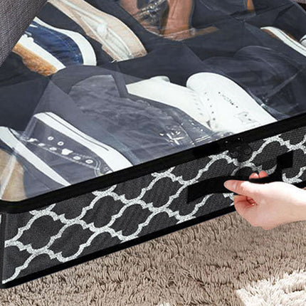 Foldable UnderBed Shoe Box Storage Organizer Dustproof Stackable Transparent Lid