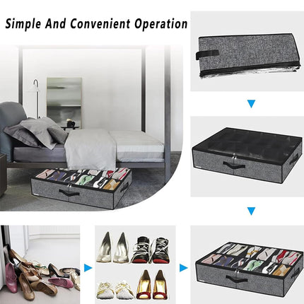 2PCS Shoe Organizer Under Bed Wardrobe Storage Box Zipper Cover Bag Durable