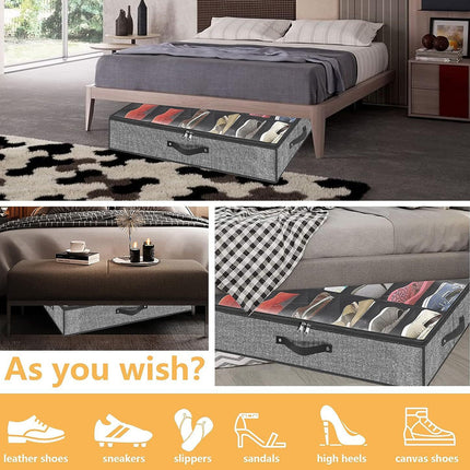 2PCS Shoe Organizer Under Bed Wardrobe Storage Box Zipper Cover Bag Durable