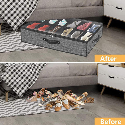 2PCS Shoe Organizer Under Bed Wardrobe Storage Box Zipper Cover Bag Durable