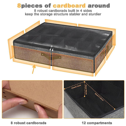 2PCS Shoe Organizer Under Bed Wardrobe Storage Box Zipper Cover Bag Durable