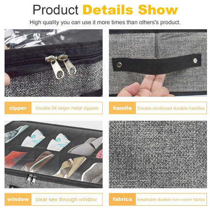 2PCS Shoe Organizer Under Bed Wardrobe Storage Box Zipper Cover Bag Durable
