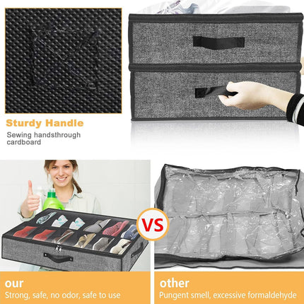 2PCS Shoe Organizer Under Bed Wardrobe Storage Box Zipper Cover Bag Durable