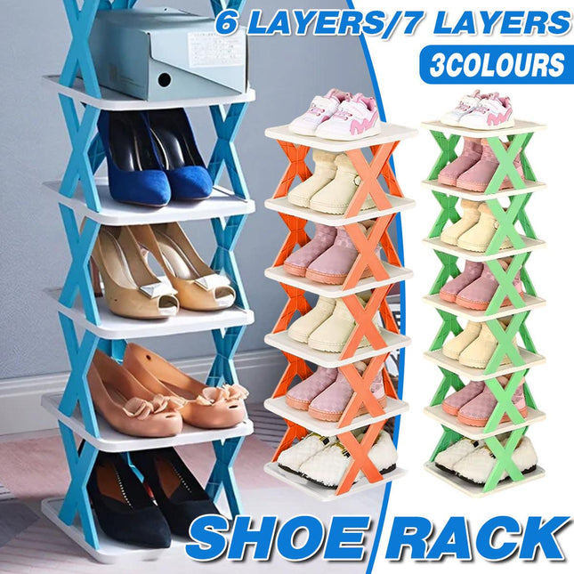 6/7 Tier Shoe Rack Space Saving Small Shoe Cabinet Storage Shelf Organizer