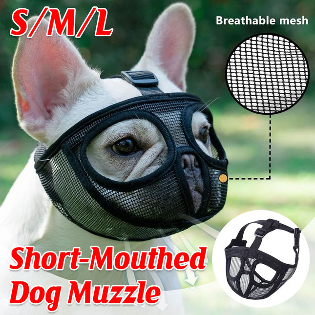 Dog Muzzle Cover Adjustable Soft Pet Mask Small Short Snout Breathable Anti Bite
