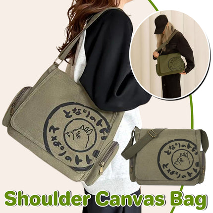 Canvas Shoulder Messenger Bag Large Capacity Travel Laptop Crossbody Bag