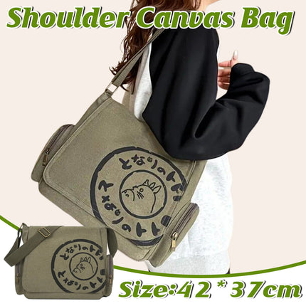 Canvas Shoulder Messenger Bag Large Capacity Travel Laptop Crossbody Bag